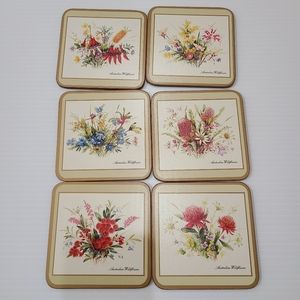 English Life six coasters Australian wildflowers vintage floral coasters